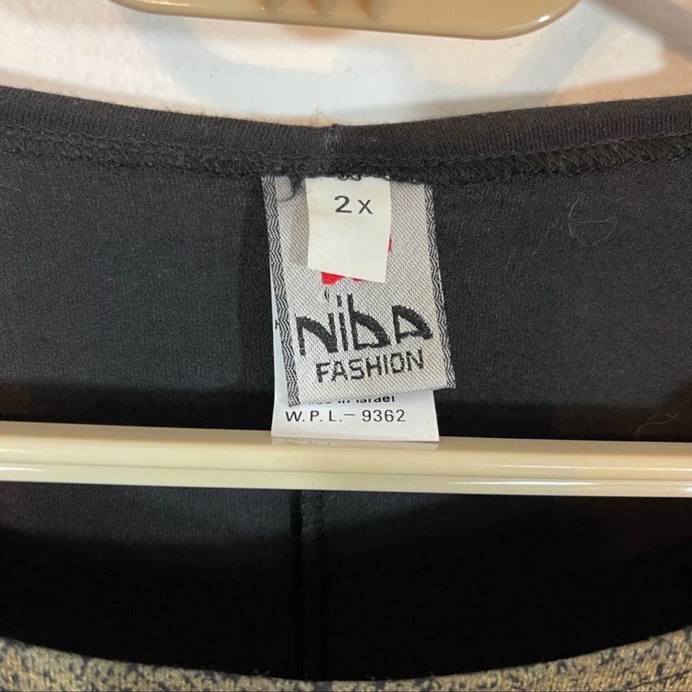 Vintage 80’s Sequin Embellished Batwing Top 2X Fish Gold Black - Picture 7 of 9